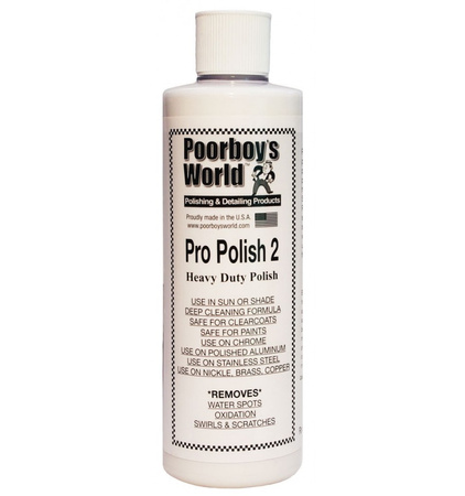 POORBOY'S WORLD PRO POLISH 2 473ML - PROFESJONALNY ŚCIERNY CLEANER, PRZYGOTOWANIE LAKIERU POD WOSK