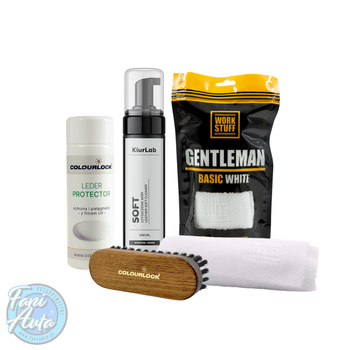 ZESTAW DO PIELĘGNACJI SKÓR - KIURLAB SOFT CLEANER + COLOURLOCK LEDER PROTECTOR + AKCESORIA