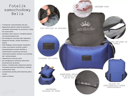 FOTELIK SAMOCHODOWY DLA PSA - BELLA NIEBIESKI